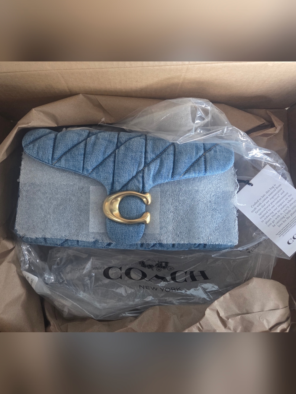 Coach  Tabby 26 Quilted Denim Crossbody with Gold Chain - Picture 7 of 7